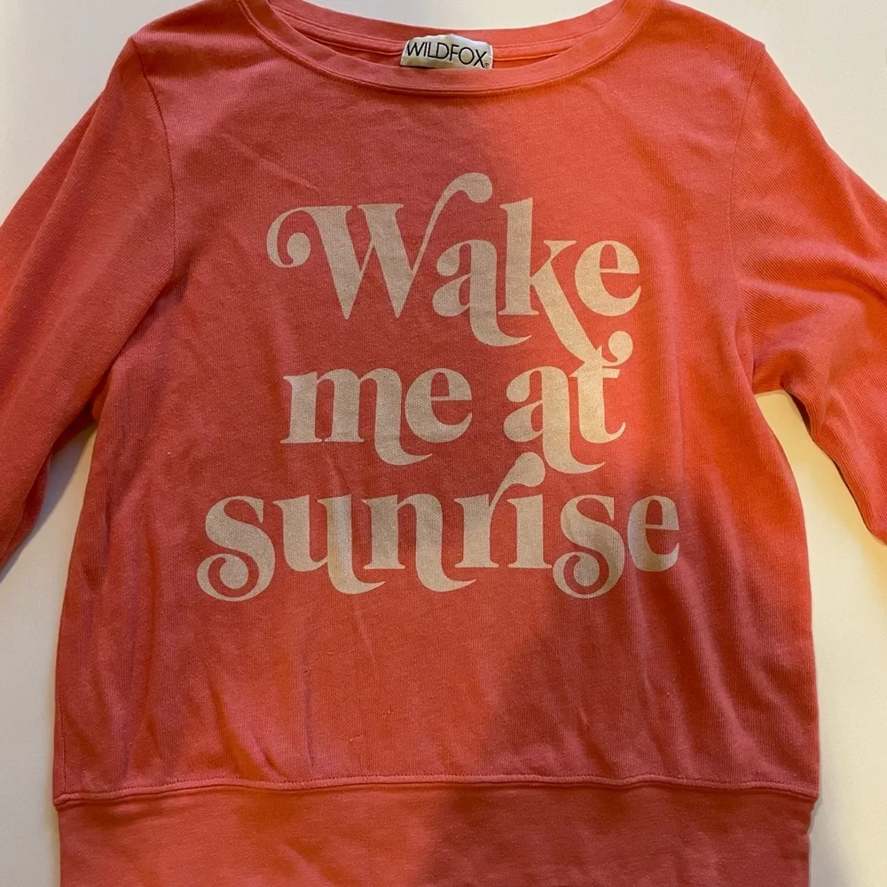 Wildfox Wake Me At Sunrise Orange Crewneck Sweatshirt - Picture 3 of 6